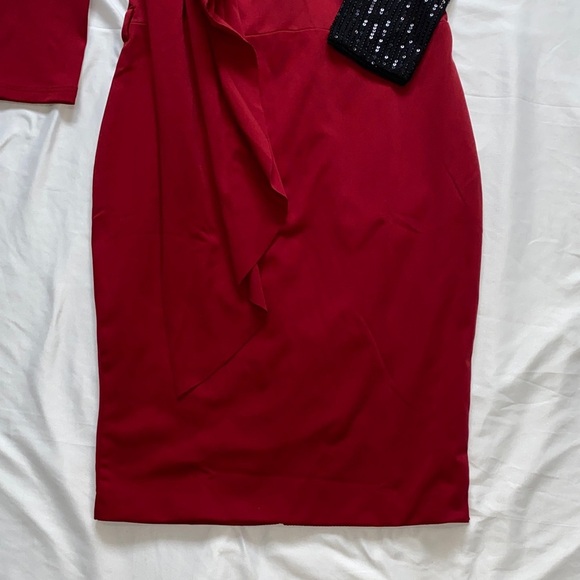 Chic Asymmetrical Red and Black Dress - Picture 3 of 14